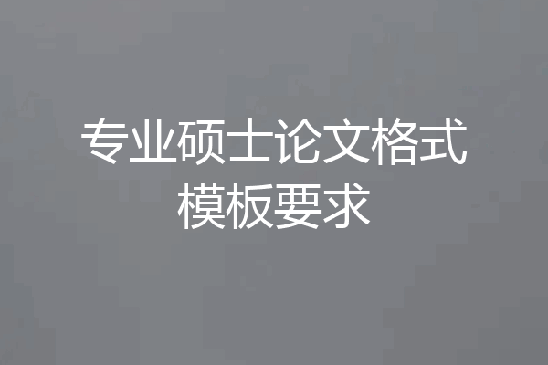 专业硕士论文格式模板要求