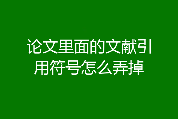 论文里面的文献引用符号怎么弄掉