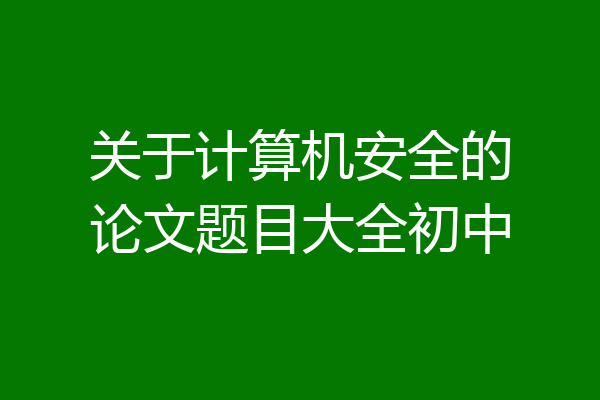 关于计算机安全的论文题目大全初中