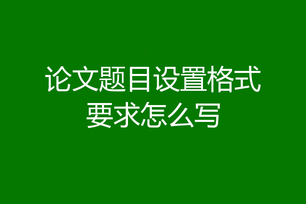 论文题目设置格式要求怎么写