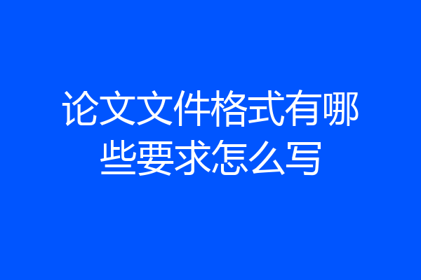 论文文件格式有哪些要求怎么写