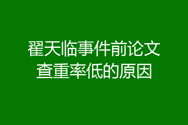 翟天临事件前论文查重率低的原因
