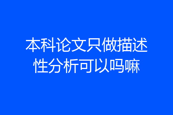 本科论文只做描述性分析可以吗嘛