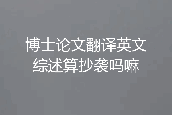 博士论文翻译英文综述算抄袭吗嘛