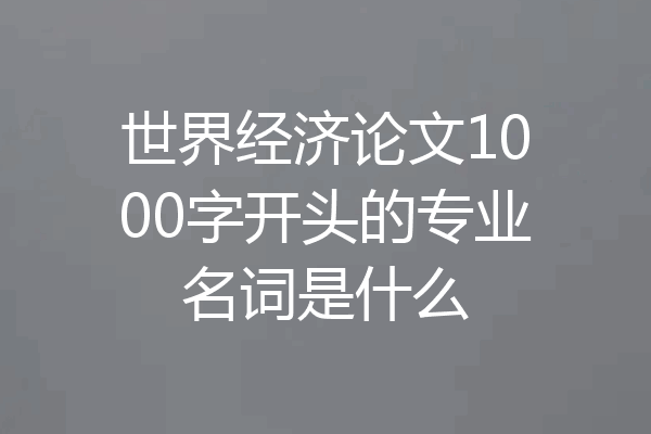 世界经济论文1000字开头的专业名词是什么