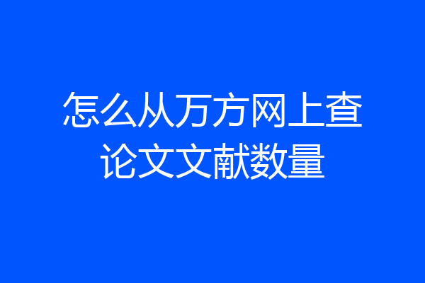怎么从万方网上查论文文献数量