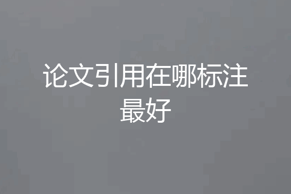 论文引用在哪标注最好