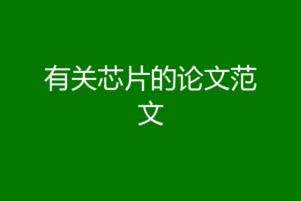 有关芯片的论文范文
