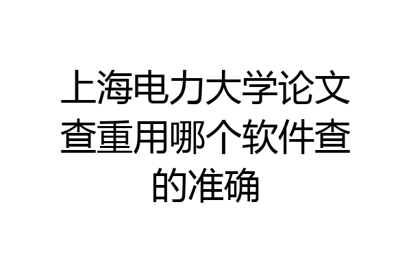 上海电力大学论文查重用哪个软件查的准确