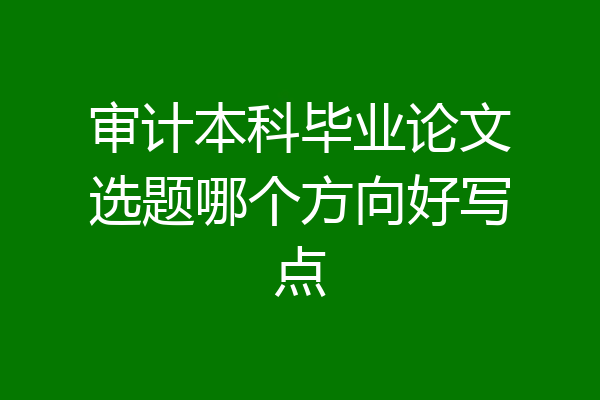 审计本科毕业论文选题哪个方向好写点