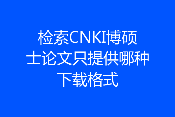 检索CNKI博硕士论文只提供哪种下载格式