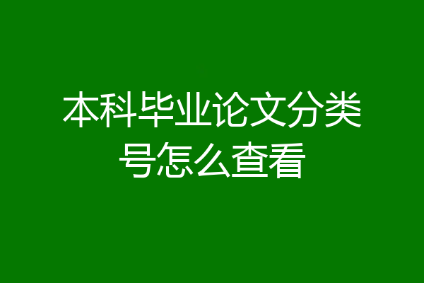 本科毕业论文分类号怎么查看