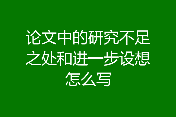 论文中的研究不足之处和进一步设想怎么写