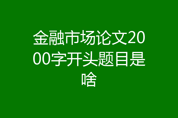 金融市场论文2000字开头题目是啥