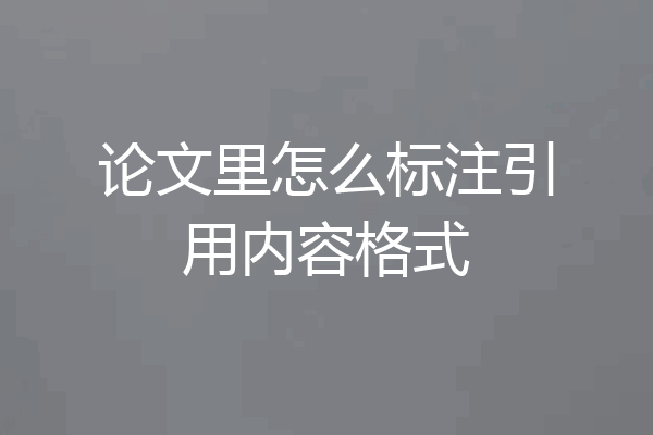 论文里怎么标注引用内容格式