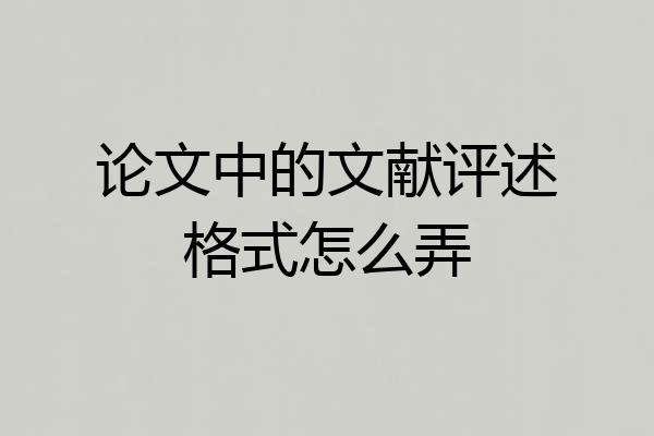 论文中的文献评述格式怎么弄