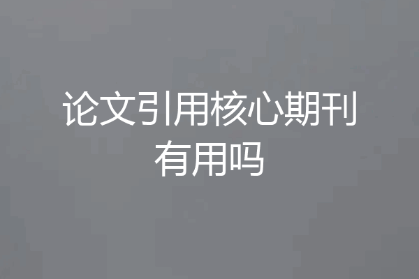 论文引用核心期刊有用吗