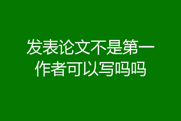 发表论文不是第一作者可以写吗吗