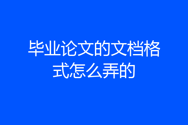 毕业论文的文档格式怎么弄的