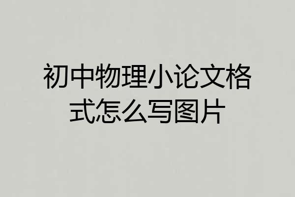 初中物理小论文格式怎么写图片