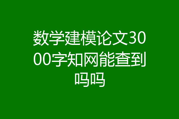 数学建模论文3000字知网能查到吗吗