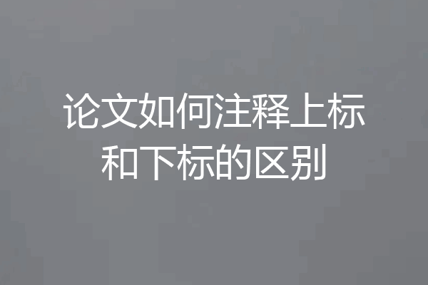 论文如何注释上标和下标的区别