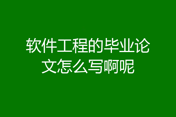 软件工程的毕业论文怎么写啊呢