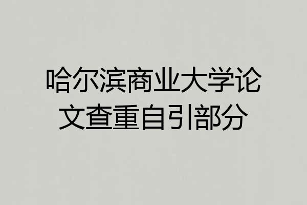 哈尔滨商业大学论文查重自引部分