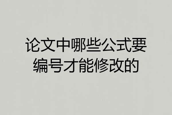 论文中哪些公式要编号才能修改的
