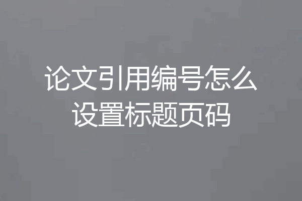 论文引用编号怎么设置标题页码