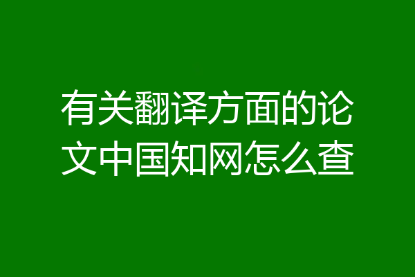 有关翻译方面的论文中国知网怎么查