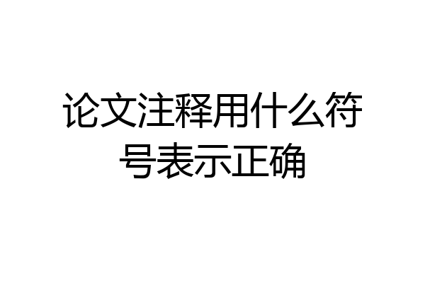 论文注释用什么符号表示正确