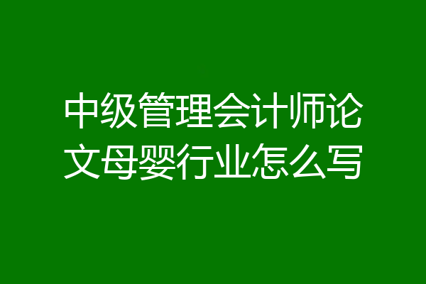 中级管理会计师论文母婴行业怎么写