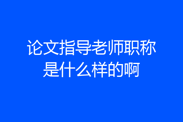 论文指导老师职称是什么样的啊
