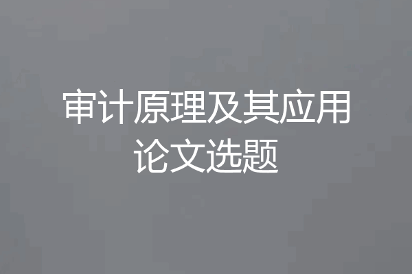 审计原理及其应用论文选题
