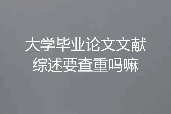 大学毕业论文文献综述要查重吗嘛