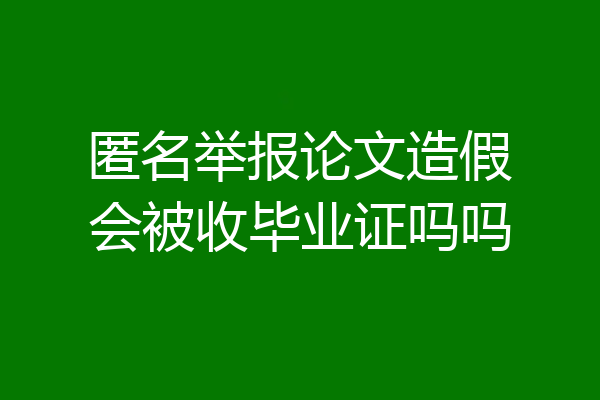 匿名举报论文造假会被收毕业证吗吗