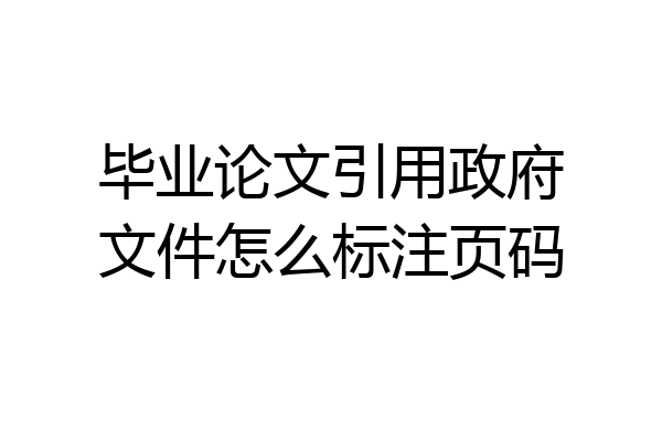 毕业论文引用政府文件怎么标注页码