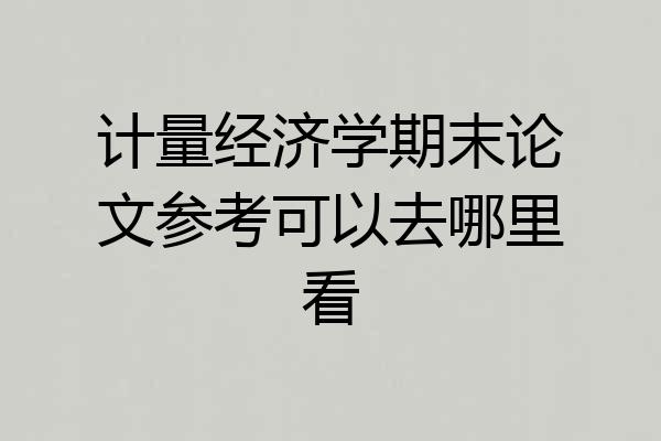 计量经济学期末论文参考可以去哪里看