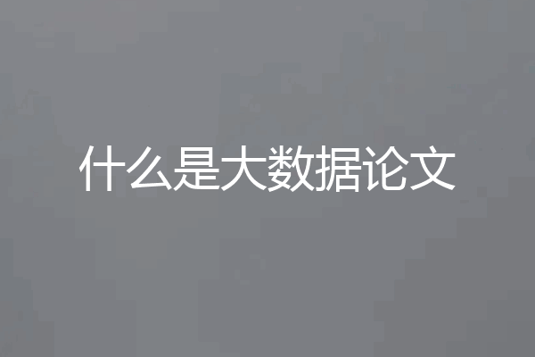 什么是大数据论文
