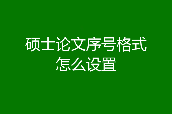 硕士论文序号格式怎么设置