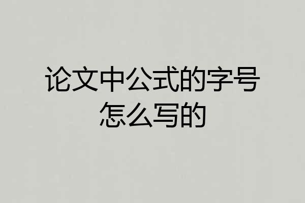 论文中公式的字号怎么写的