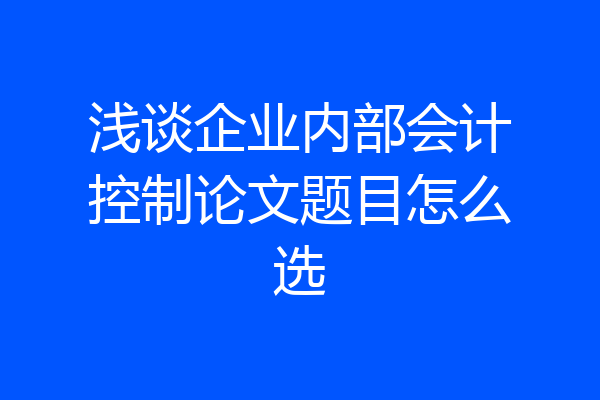 浅谈企业内部会计控制论文题目怎么选