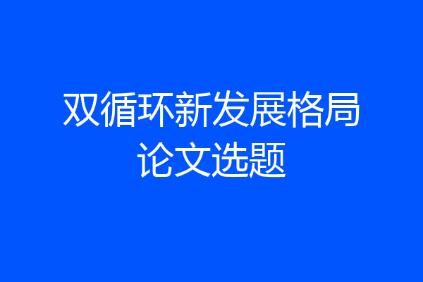 双循环新发展格局论文选题
