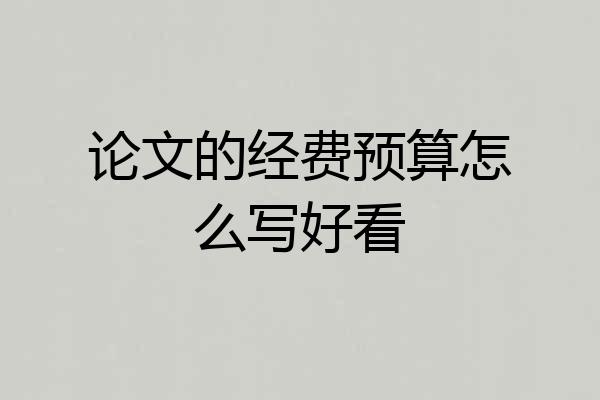 论文的经费预算怎么写好看