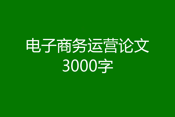 电子商务运营论文3000字