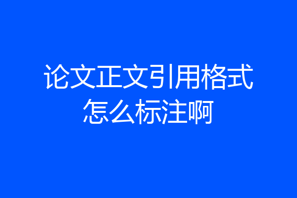 论文正文引用格式怎么标注啊
