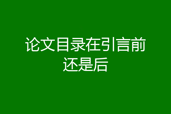 论文目录在引言前还是后