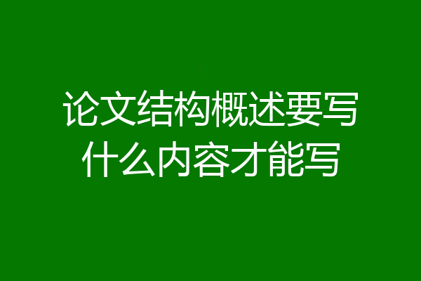 论文结构概述要写什么内容才能写