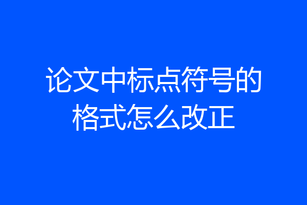 论文中标点符号的格式怎么改正